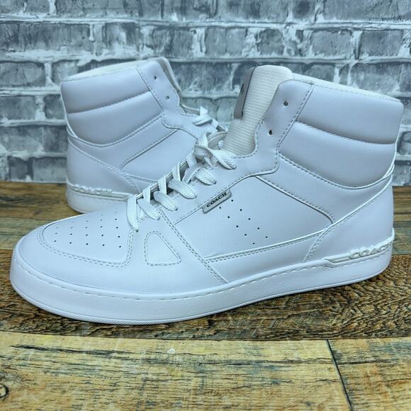 Coach Clip Court High Top White Leather Sneaker Mens Size 13 D New - Picture 1 of 7